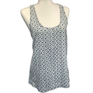 Gap Fit Tank Tunic Top Athleisure Sport Shell Graphic Print White Grey Black M